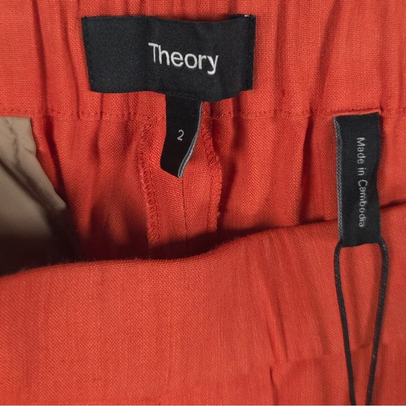 NWT THEORY LINEN Blend TRECCA Slim Crop PULL ON‎ Pants St.N043203R Size 2 - Picture 8 of 13